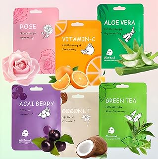 Vegan Organic Face Mask Sheet – Hydrating, Moisturizing & Brightening Skincare with Natural Ingredients for Glowing, Healthy Skin, All Flavors