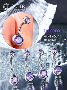 Piercing Ombelico In Titanio G23 - 14G, 10MM, Colorato, Anallergico Per Donna - Foto 12