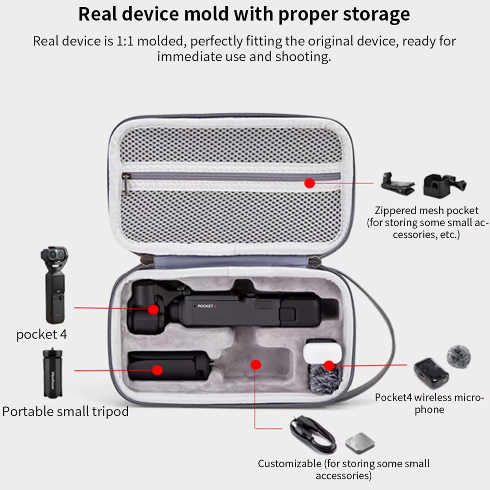 Osmo Pocket 4 Custodia, Case Borsa da viaggio Custodia da trasporto Borsa portaoggetti Borse a mano Accessori per DJI Osmo Pocket 4