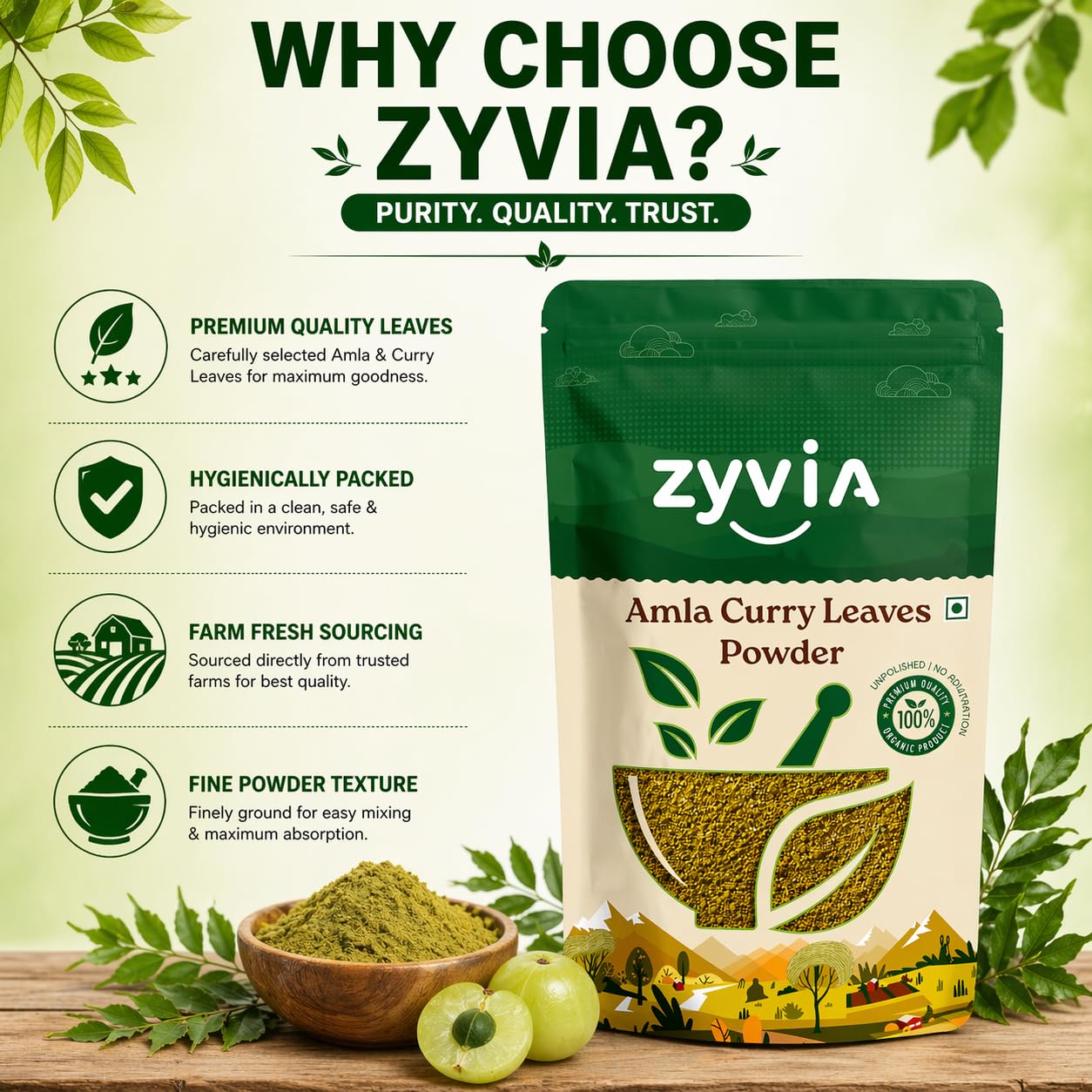 Natural Amla & Curry Leaf/leaves Powder | Plant-Based Superfood for Daily Nutrition & Hair Care | Organic, Vegan, Gluten-Free | No Preservatives | 200g Pack — Amazon image 9