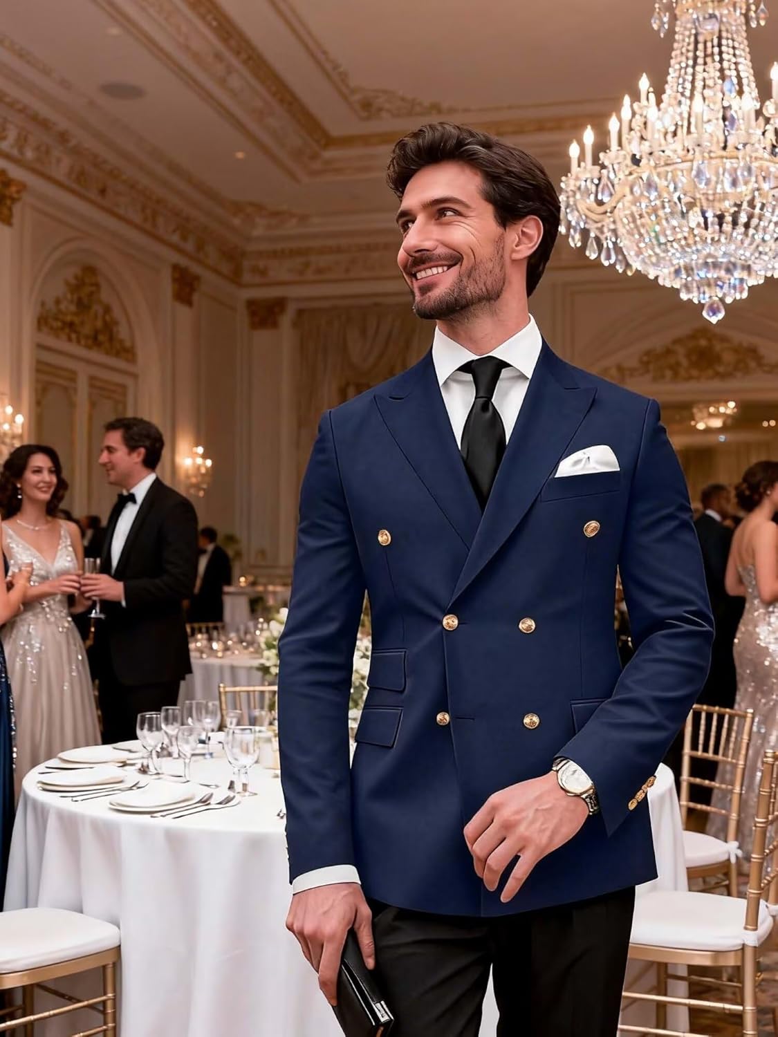 Mens Blazer Double Breasted Suit Jacket for Men Slim Fit Sports Coat, Blazer for Men Wedding Business Prom Party
