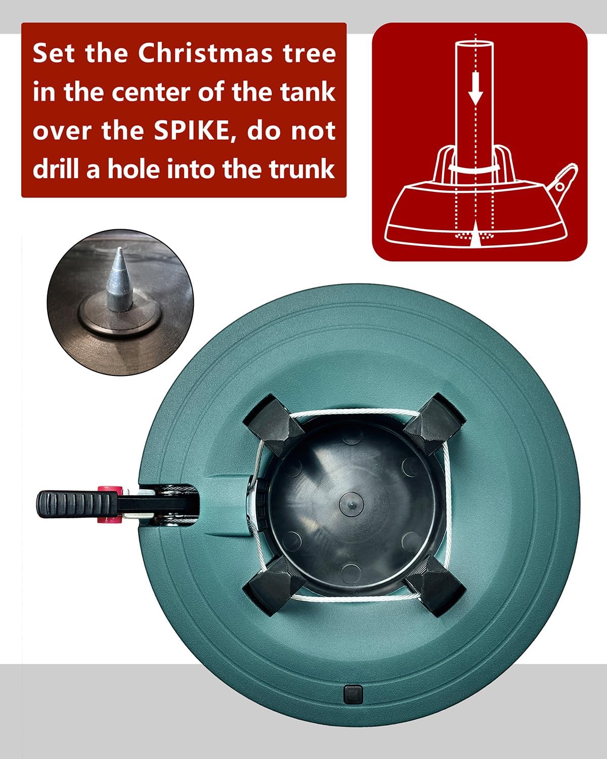Leejec Christmas Tree Stand with Water Reservoir, Fast Clamped 6 Ft Real Tree with 5.1" Diameter, Water Level Indicator Equipped, No Assembly Required
