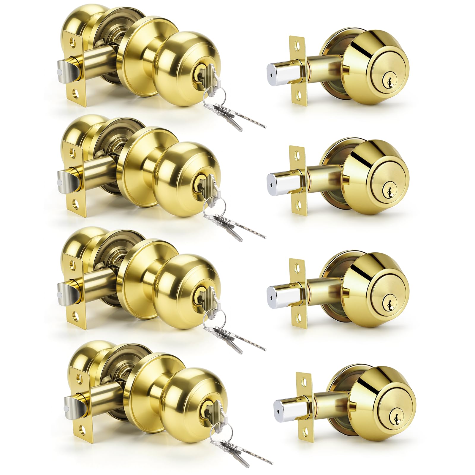 KNOBWELL Matte Black Door Knobs - Keyed Entry Set -16