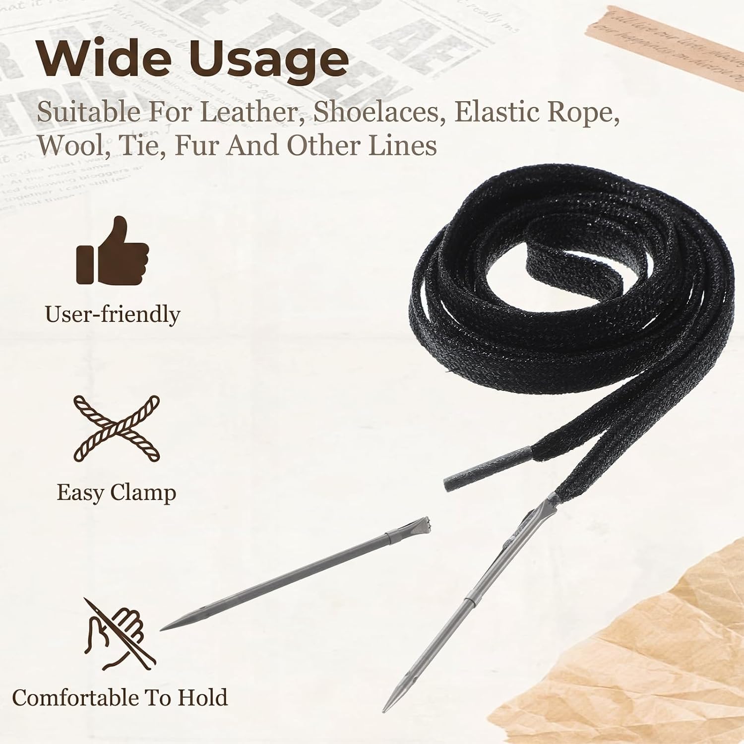 2 Pack Leather Sewing Needles, 2 Pack Stainless Steel Glove Lacing Needle Manual Leather Stitching Tools for Leatherworking, Saddlery, DIY Craft Repair