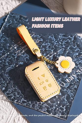 Miniatura 5 de ontto Llavero de cuero de 5 botones para Volvo Remote Smart Key Cover Elegante Carcasa con Keychian para S60 S80 V60 V70 Rosa, Rosa (5 btn)