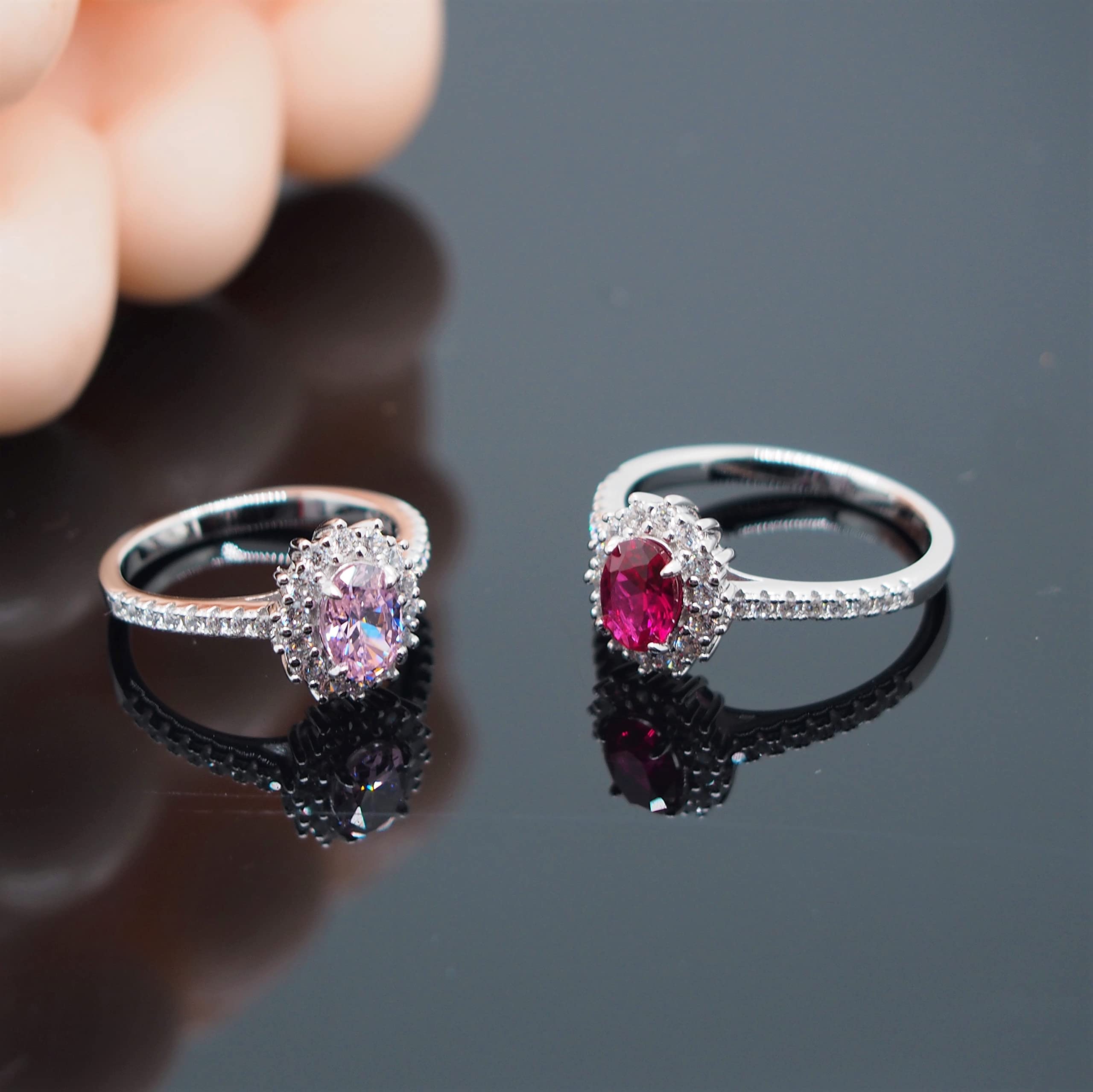 Anello da donna in argento sterling 925 con rubino, anello alla moda con pietra rossa da donna, anello di promessa fidanzamento da donna