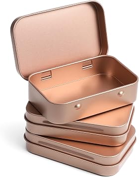ElevateTech 3 Pack Metal Tin Box Rectangular Hinged Tins Box with Lid Portable Boxes Organizer Container Storage Small Storage Kit Empty Tinplate Containers for Home Organizer Gifts Car Keys Crafts