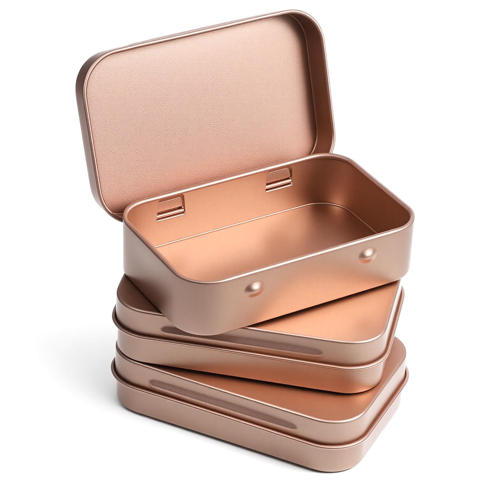 ElevateTech 3 Pack Metal Tin Box Rectangular Hinged Tins Box with Lid Portable Boxes Organizer Container Storage Small Storage Kit Empty Tinplate Containers for Home Organizer Gifts Car Keys Crafts