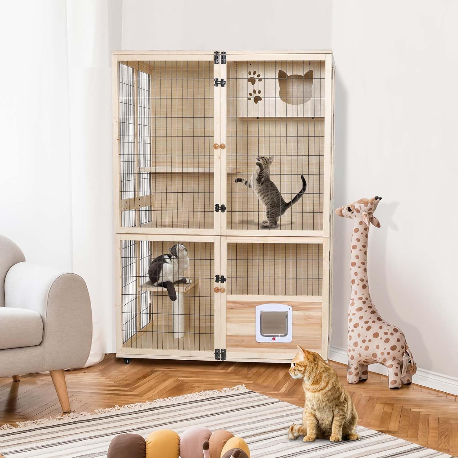 Wooden Cat House with Scratching Post and Escape Kuwait Ubuy