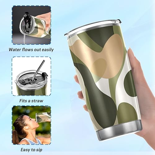 Miniatura 6 de Camouflage Green White Stainless Steel vacuum insulated water bottle Leak-proof Lid and Straw 20oz travel coffee mug for travel reusable vacuum
