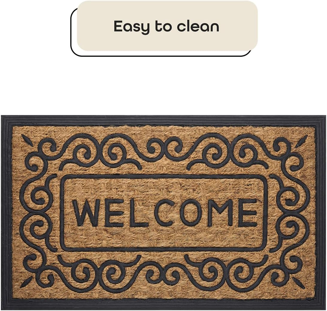 ACHIM Front Door Mat for Outdoor Entrance - 18 Inch Length, 30 Inch Width (Scrolls) - Welcome Mat - Waterproof Doormat Rugs for Front Patio Entryway - Outdoors & Indoor Floor Mats Home Decor