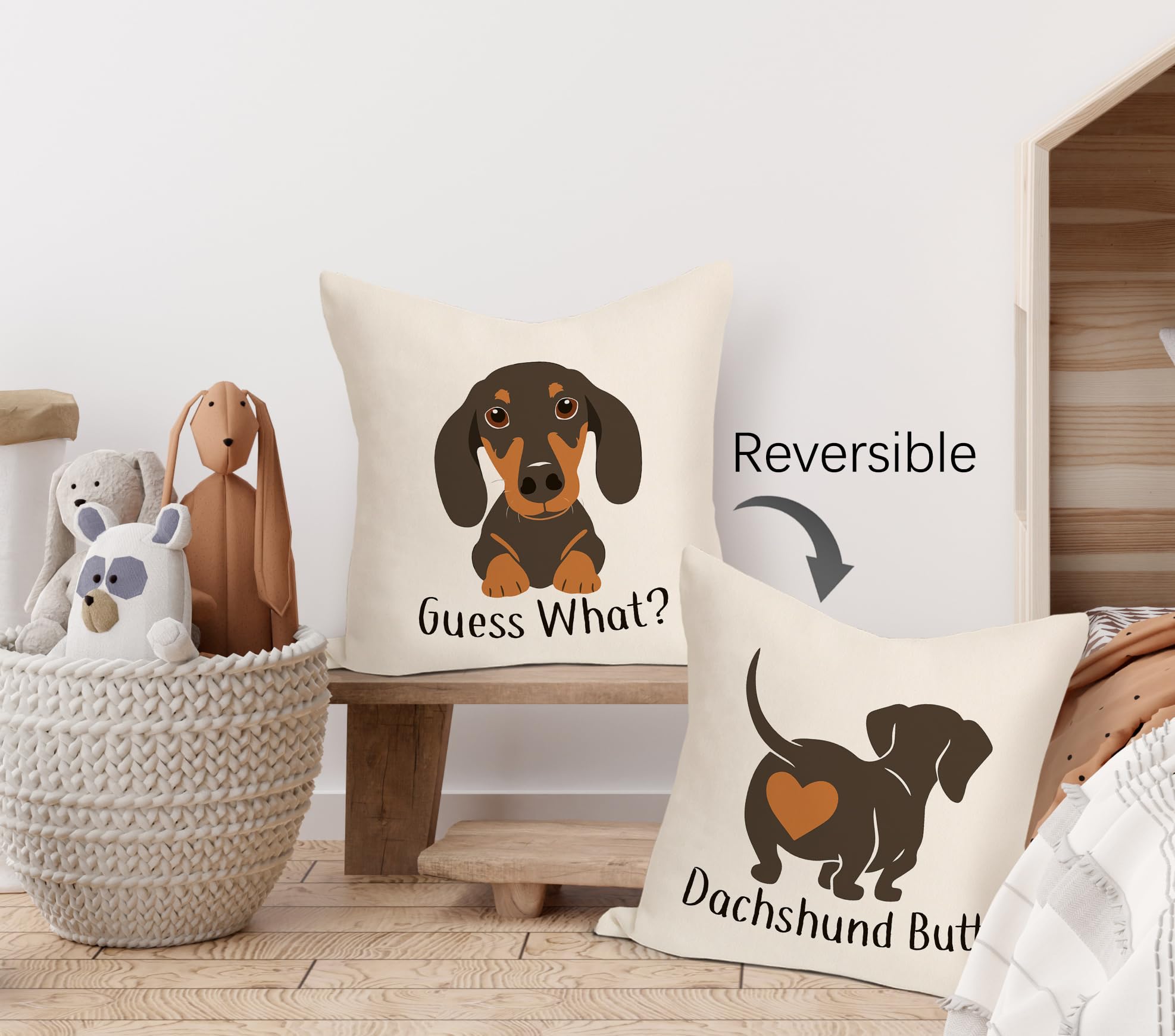 Funny Dachshund Decorative Pillow Cover - "It's Not Dog Hair It's Dachshund Glitter" 18x18 Inch