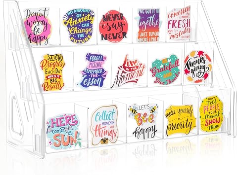 Acrylic Sticker Display Stand with Divided Pockets 3 Tier