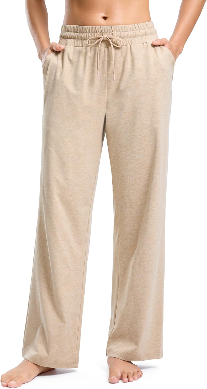 SANTINY Women's Soft Sweatpants Lightweight Yoga Lounge Casual Pants Stretch Open Bottom Sweat Pants for Women with Pockets