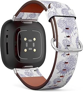 CJBROES Replacement Leather Watch Band, Compatible with Fitbit Versa 3 and Fitbit Sense of Wristband Bracelet Accessory - Floral
