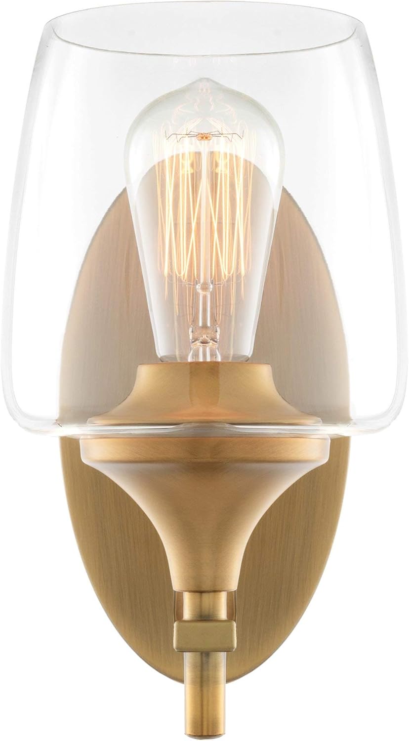 Buу 1 gеt 1 Kira Home Stella 10 Modern Chic Wall Sconce/Wall Light + Wine Glass Shade, Warm Brass Finish