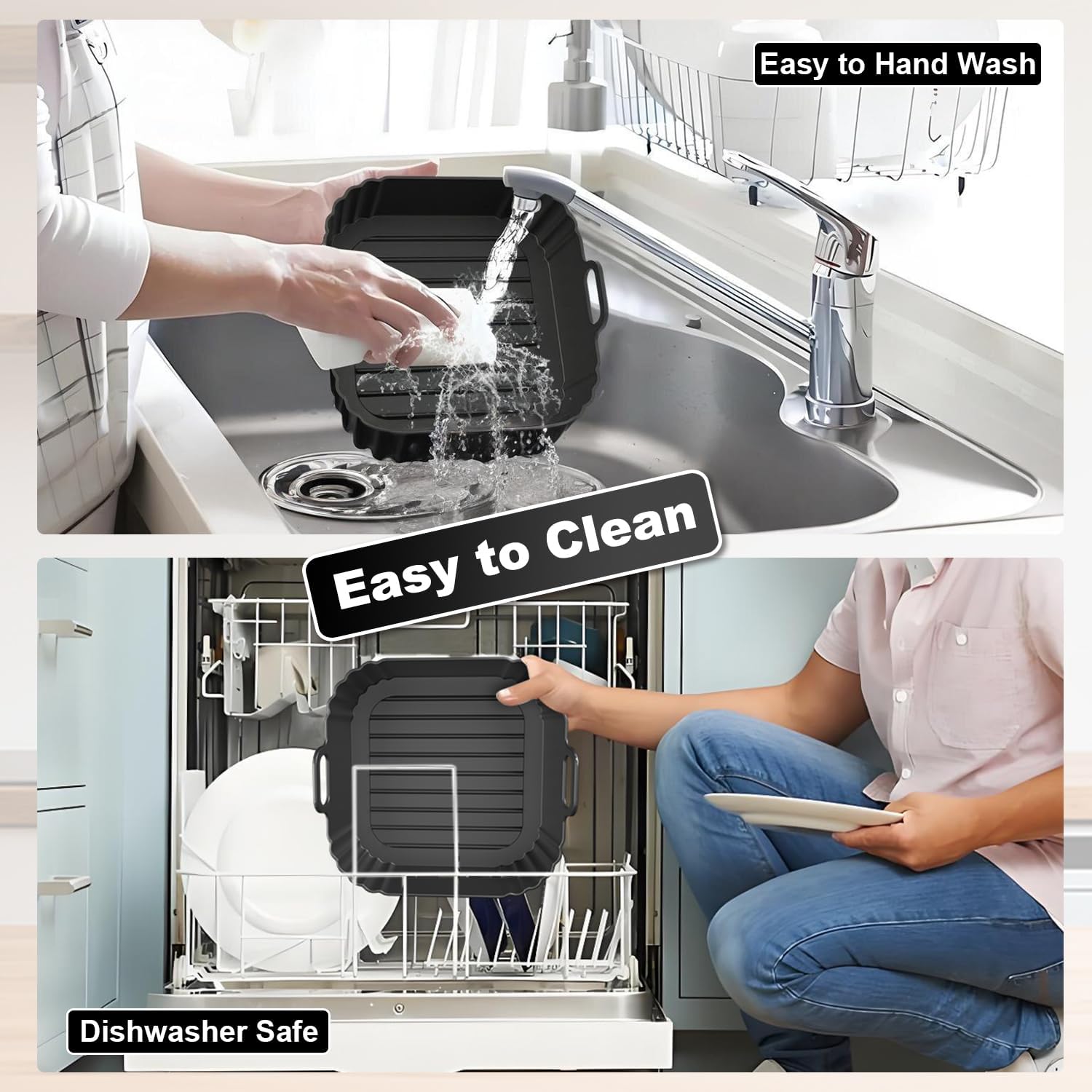 8.5 Inch Square Silicone Air Fryer Liners 2 Pack, Reusable Air Fryer Basket Liners for Ninja AF141 AF142 AF181, COSORI, Cuisinart, Chefman, Instant Air Fryer 5–6.5 QT - Image 8