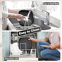 Vista 8 de Forros cuadrados de silicona de 8.5 pulgadas para freidora de aire, paquete de 2 forros reutilizables para freidora de aire Ninja AF141 AF142 AF181