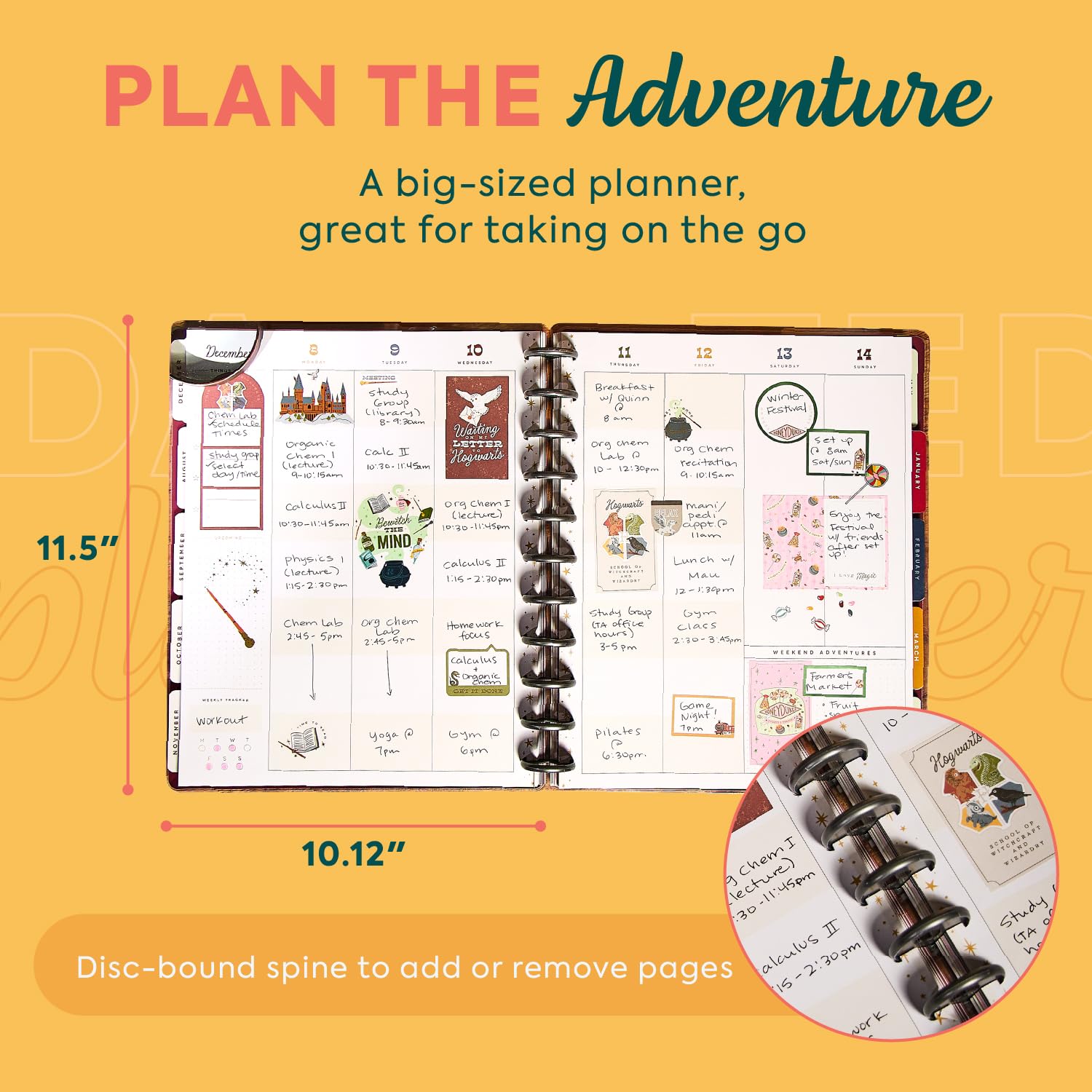 Happy Planner Harry Potter - Planificador de 12 meses de julio de 2025 a junio de 2026, tamaño grande, diseño estudiantil, regreso a Hogwarts