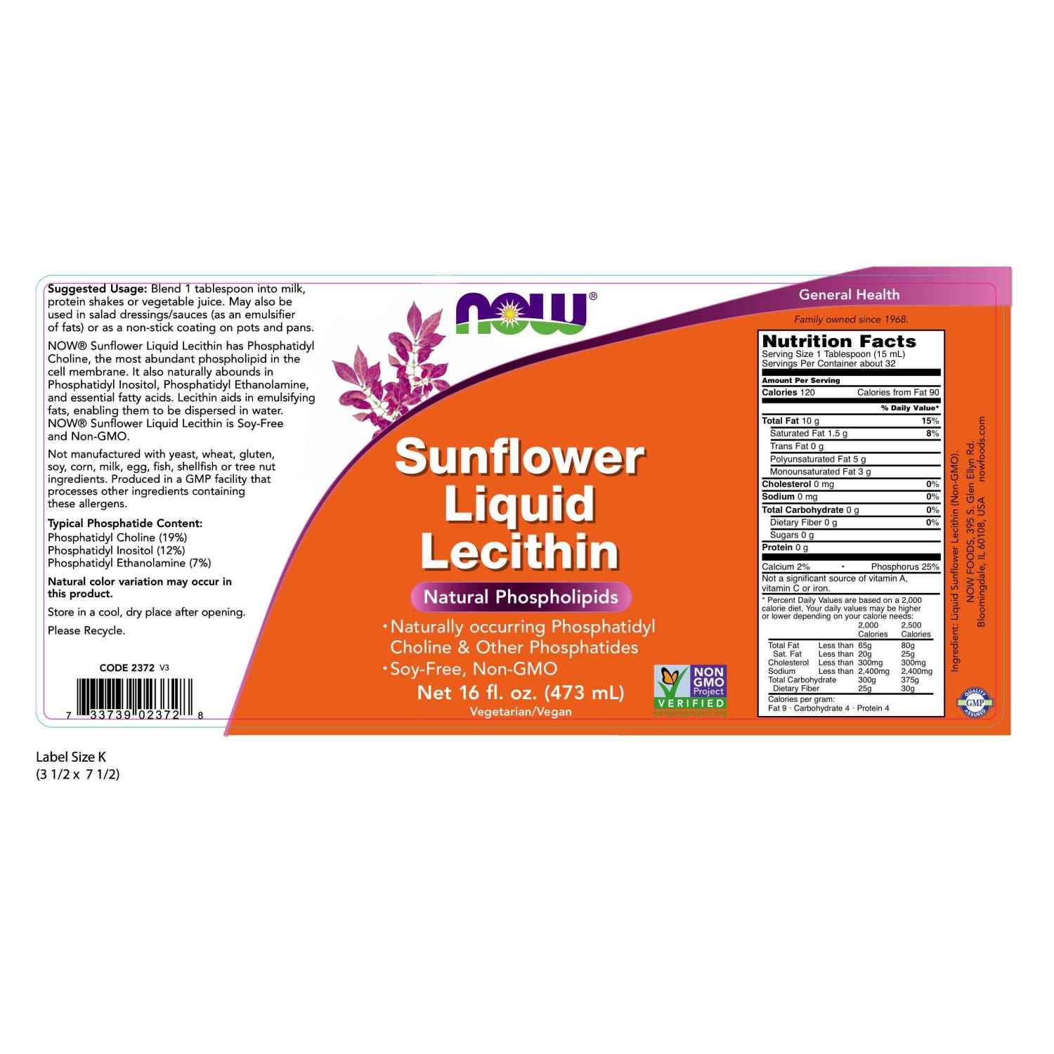 NOW Foods Lecitina de Girasol Líquido - 473 ml