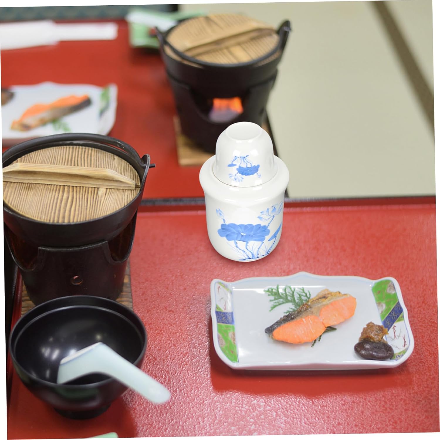 SHOWERORO Japanese Saki Warmer Ceramic Wine Warmer Hot Plate for Kettle Wine Heater Liquor