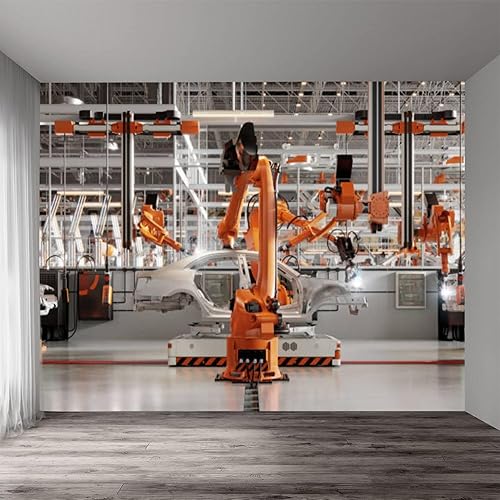 Miniatura 5 de Papel tapiz de línea 3D con brazos robóticos, piezas de soldadura, despegar y pegar, autoadhesivo, extraíble, mural de pared, adhesivo adhesivo para