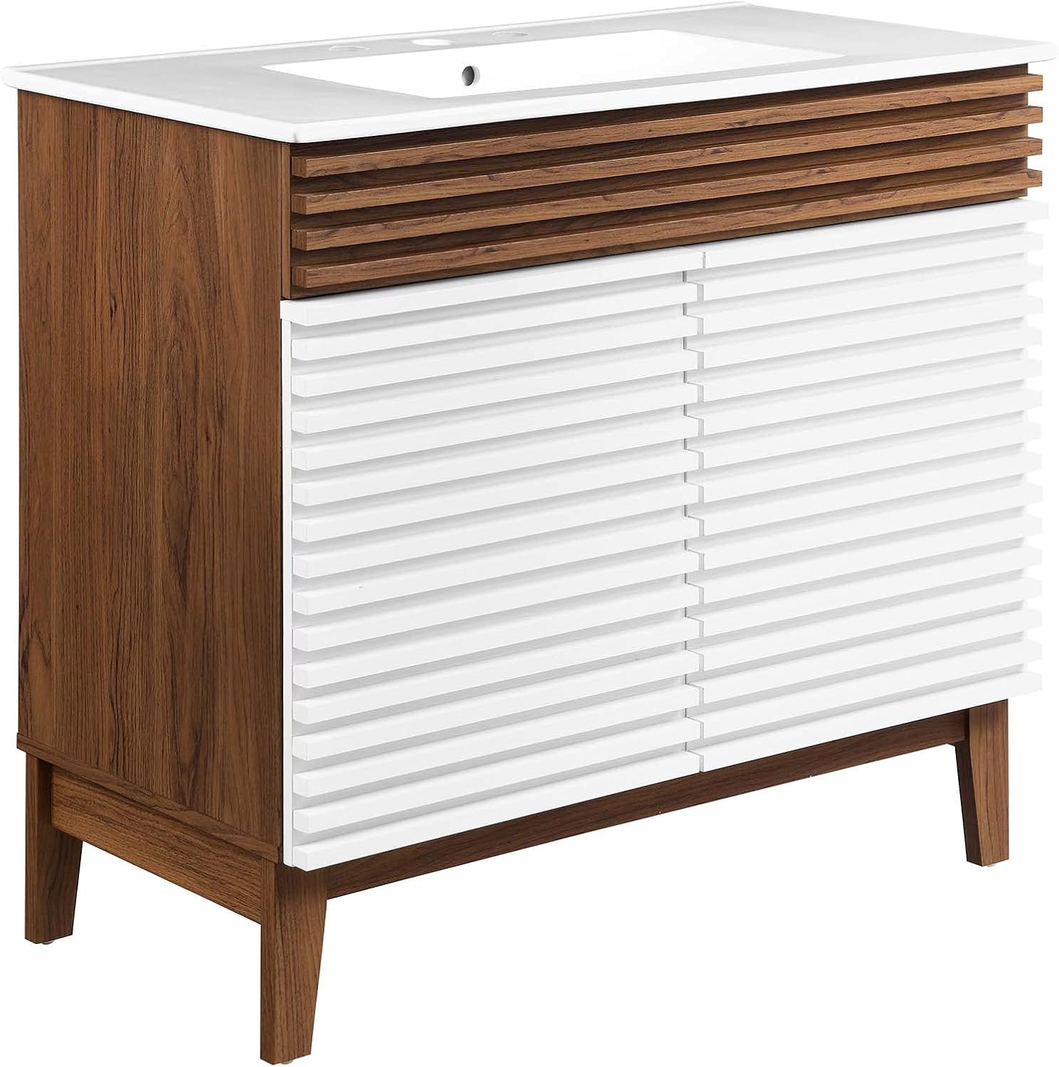 Modway Render 30" Bathroom Vanity With Sink in Charcaol White