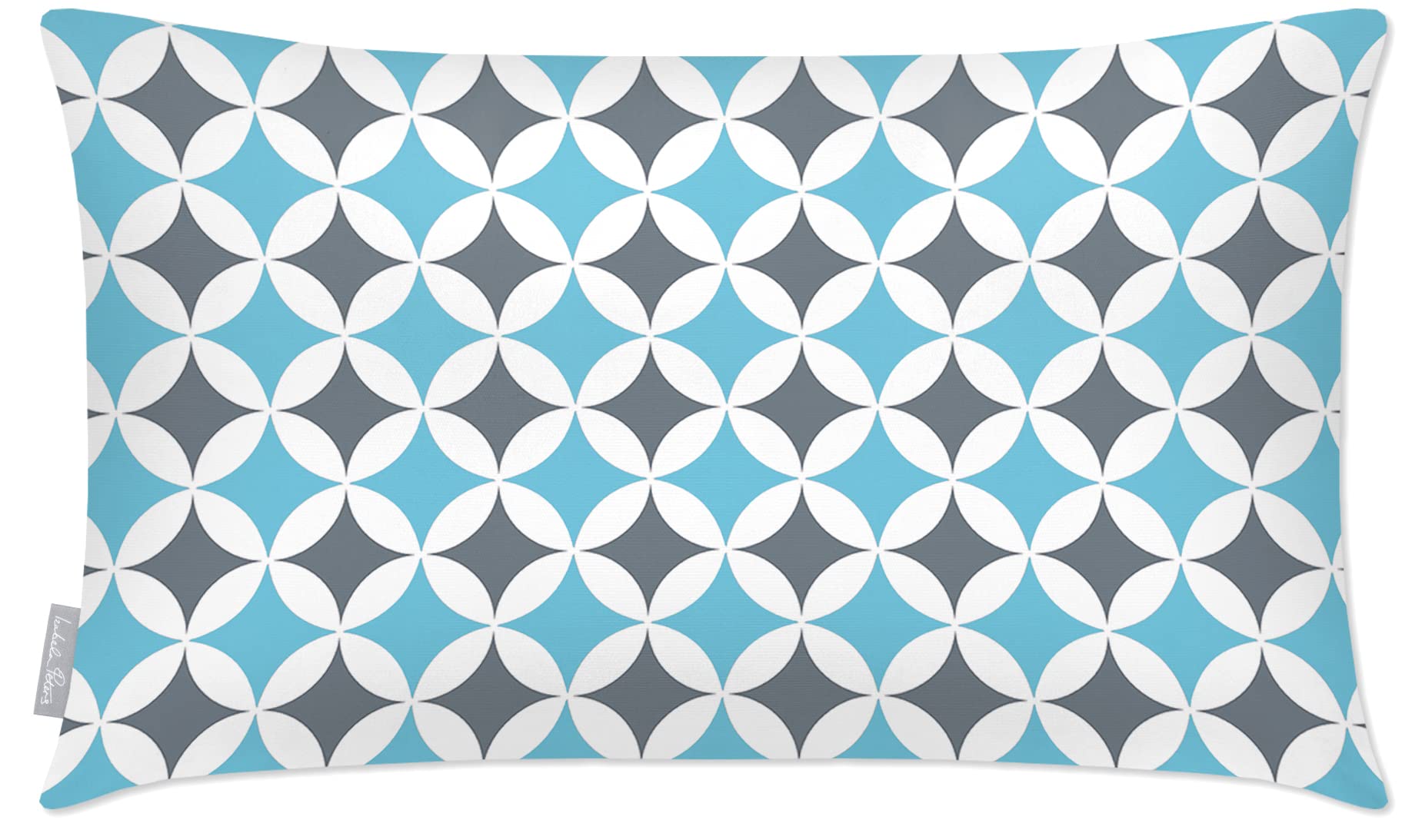 Izabela Peters Bahia - Celeste Blue & Grey Outdoor Cushions Waterproof, 55 X 35 Cm, Filled Outdoor Cushion, Garden Furniture Cushions, Outdoor Seat Cushions, Garden Chair Cushions