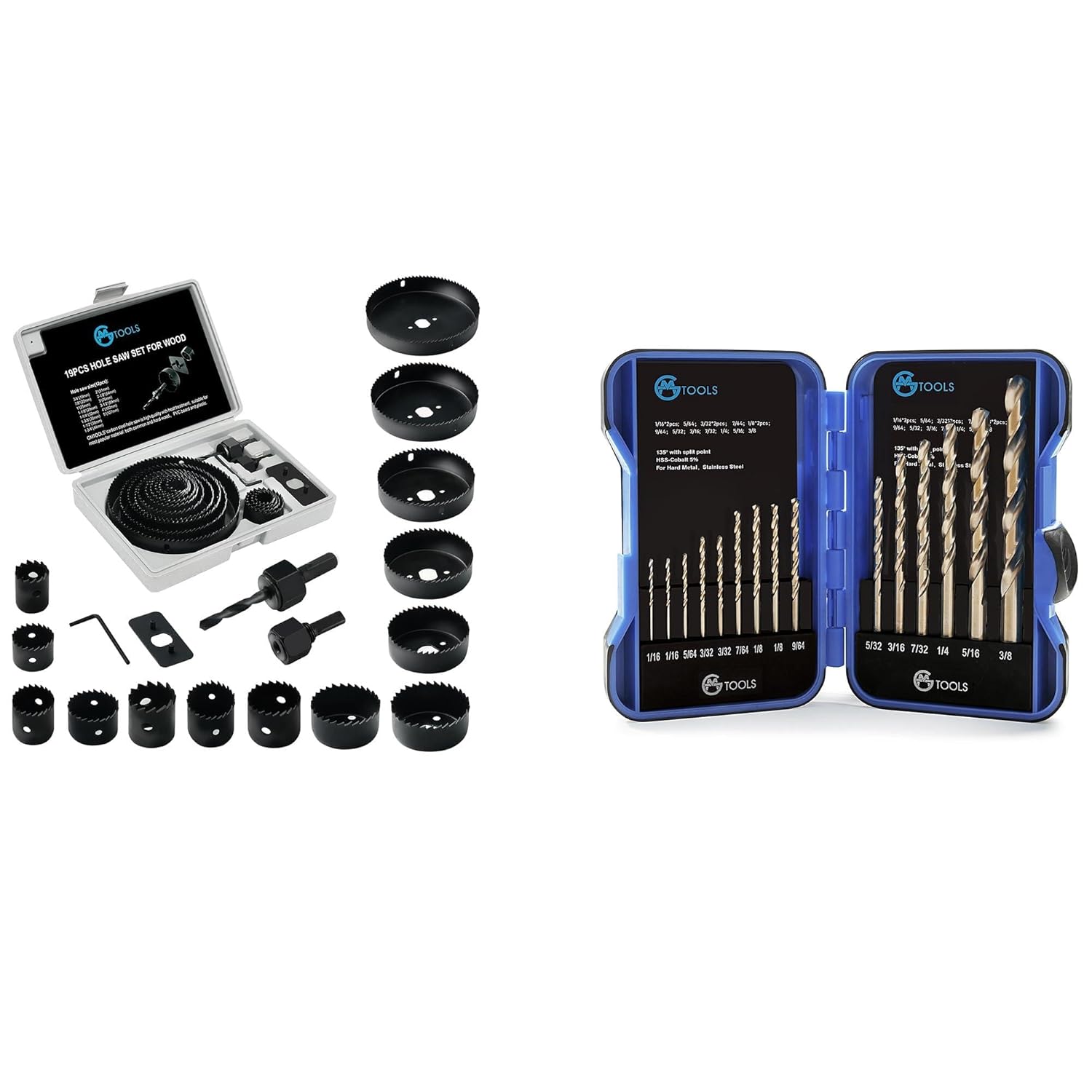 Hole Saw Set+GMTOOLS 15Pcs Cobalt Drill Bit Set