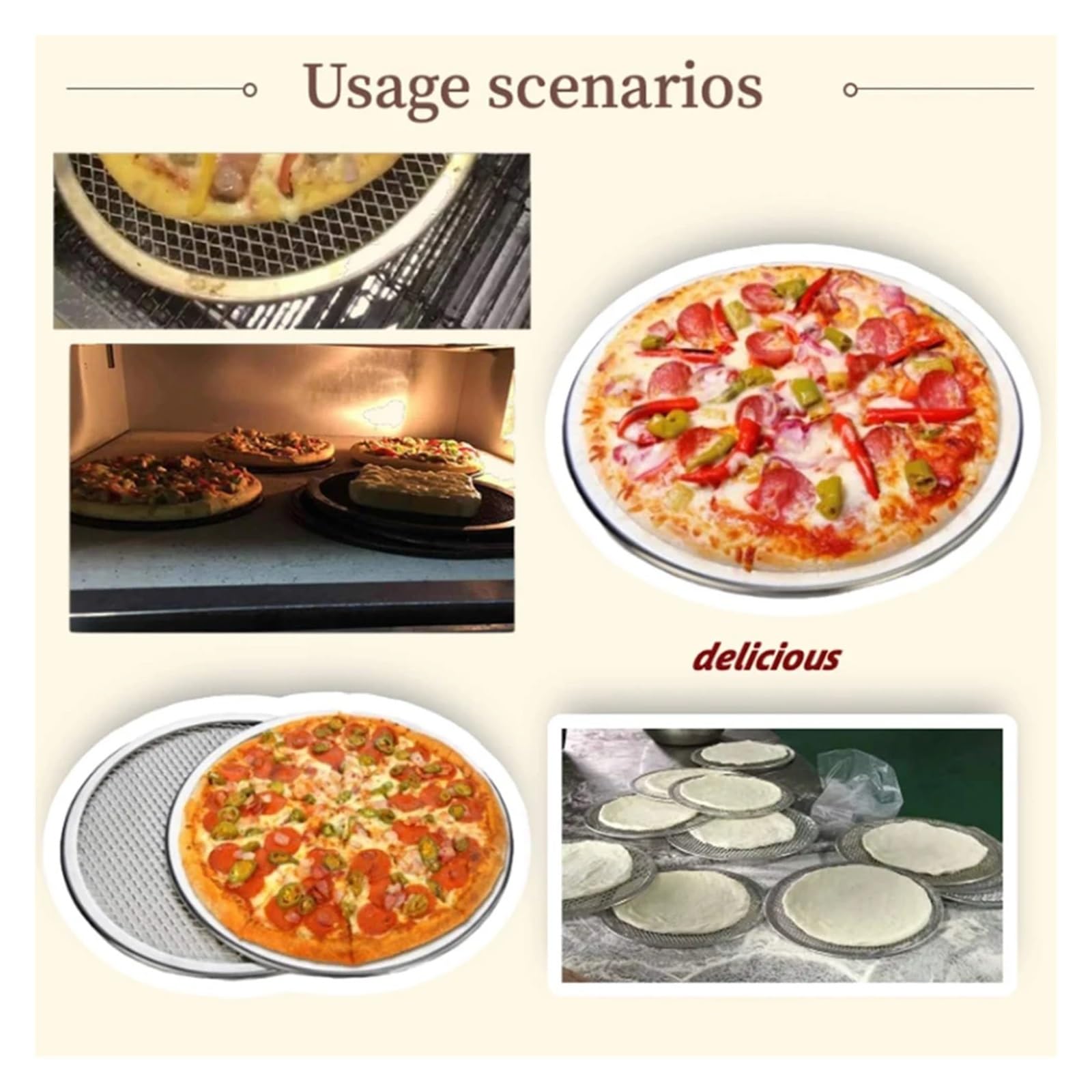 Teglia per Pizza,Teglia Pizza Teglia for pizza rotonda in lega di alluminio da 6 pezzi, 8/10/12/14 pollici, antiaderente, for forno, casa, ristorante, griglia(6Pcs 12inch 30.5cm)