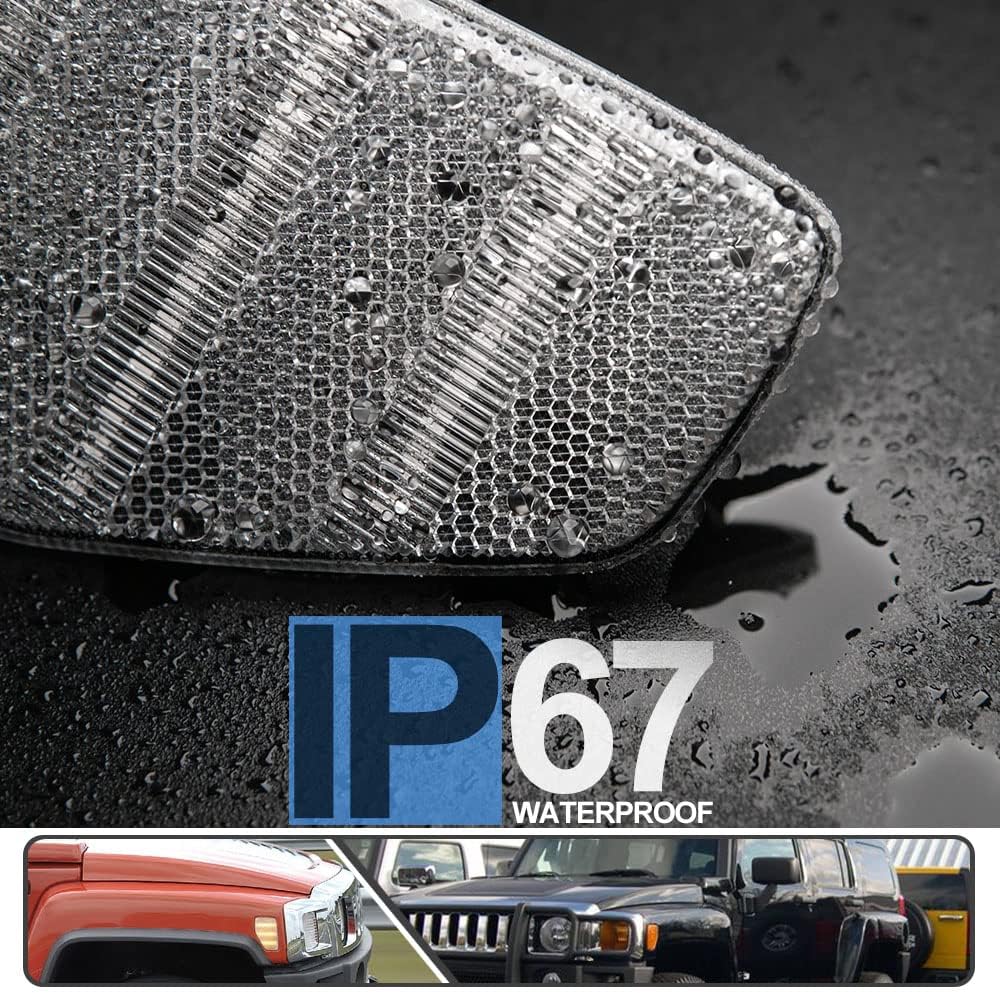 2Pcs H3T Amber LED Side Marker Light for Hummer H3 2006-2010 H3T 2009-2010 Turn Signal Lights Clear Lens Replace OEM Sidemarker Lamp
