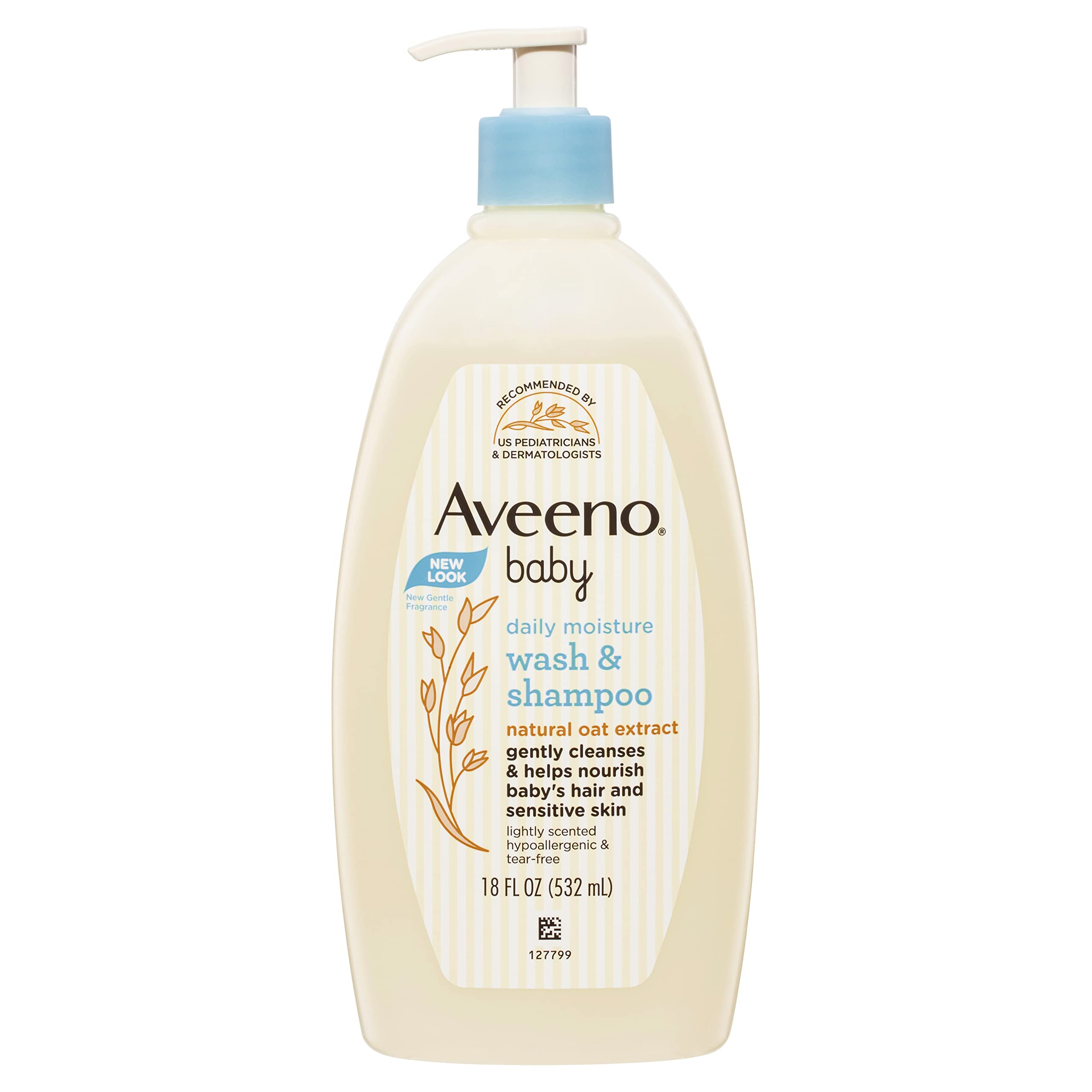 Aveeno Baby Daily Moisture Lightly Scented Sensitive Wash & Shampoo 532mL|Gentle for Newborns and...