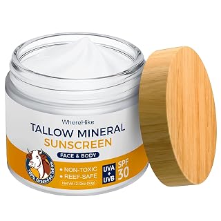 Beef Tallow Sunscreen Organic SPF 30 with Zinc Oxide,Non-Toxic 2-in-1 Moisturizer & Mineral Sunblock | Reef Safe, Chemical-Free,Lightweight, Clean Formula for Sensitive Skin. - Amazon product rated Grade B