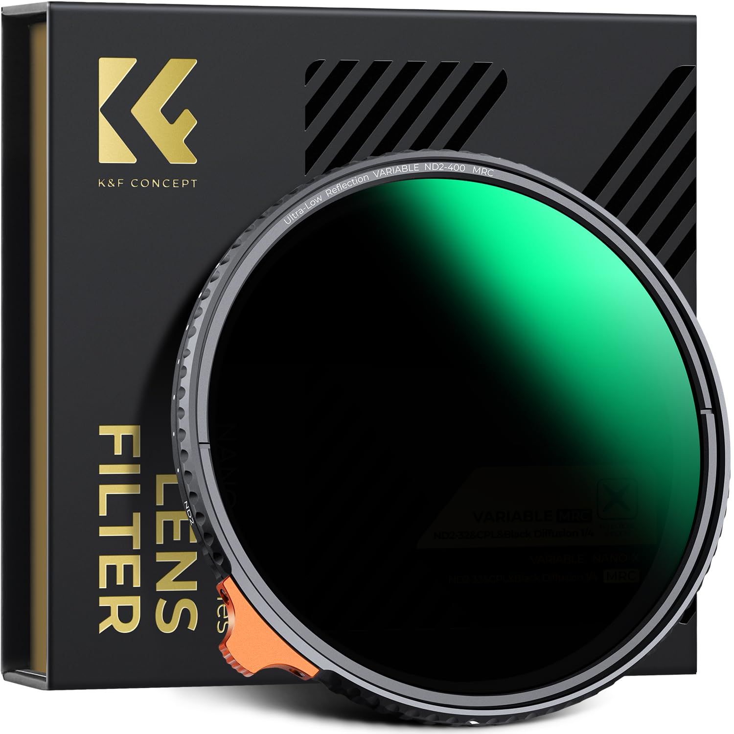 K&F CONCEPT 52mm Ultra-Low Reflectivity Putter Variable ND Filter ND2-ND400 (1-9 Stops) 28 Multi-Layer Coatings AGC Glass Adjustable Neutral Density Camera Lens Filter (Nano-X Series)