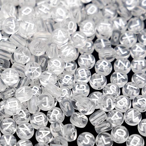 Miniatura 5 de 1400 cuentas acrílicas de letras de 0.157 x 0.27 pulgadas para hacer joyas, cuentas del alfabeto para hacer pulseras, cuentas de bricolaje para