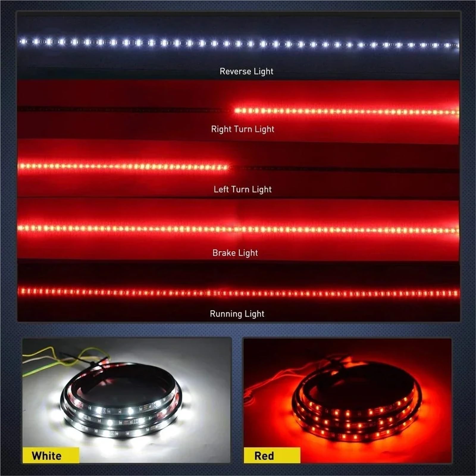 Derde remlichten 49/60-calowy pasek świetlny LED na tylną klapę ciężarówki z lampą kierunkowskazu hamulca wstecznego pasującą do SUV-a Ford Pickup(150cm-60inch,Four rows)