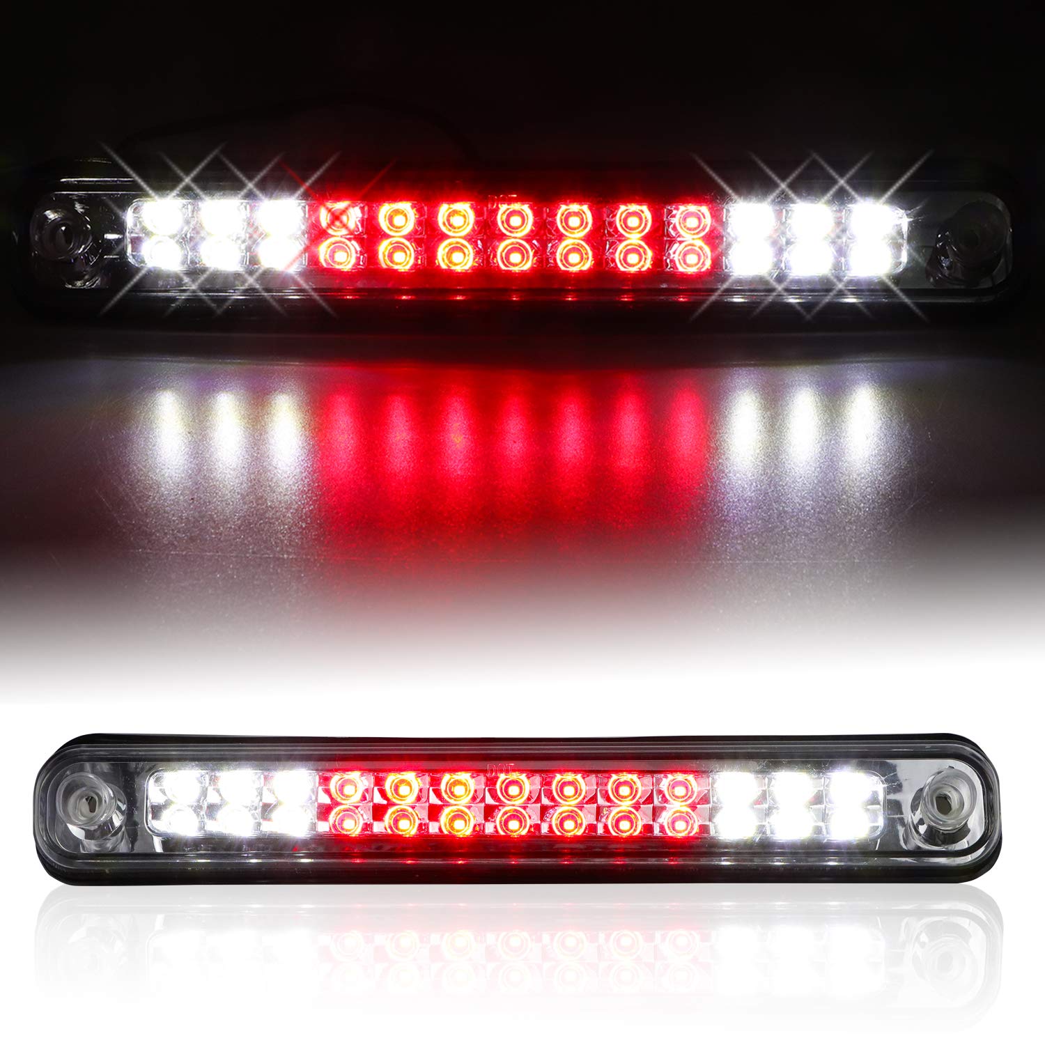 for 94-98 Silverado, 92-93 Blazer, 1988-2000 Chevy/GMC C/K 1500 2500 3500 High Mount LED 3rd Brake Light (Chrome Housing Clear Lens)