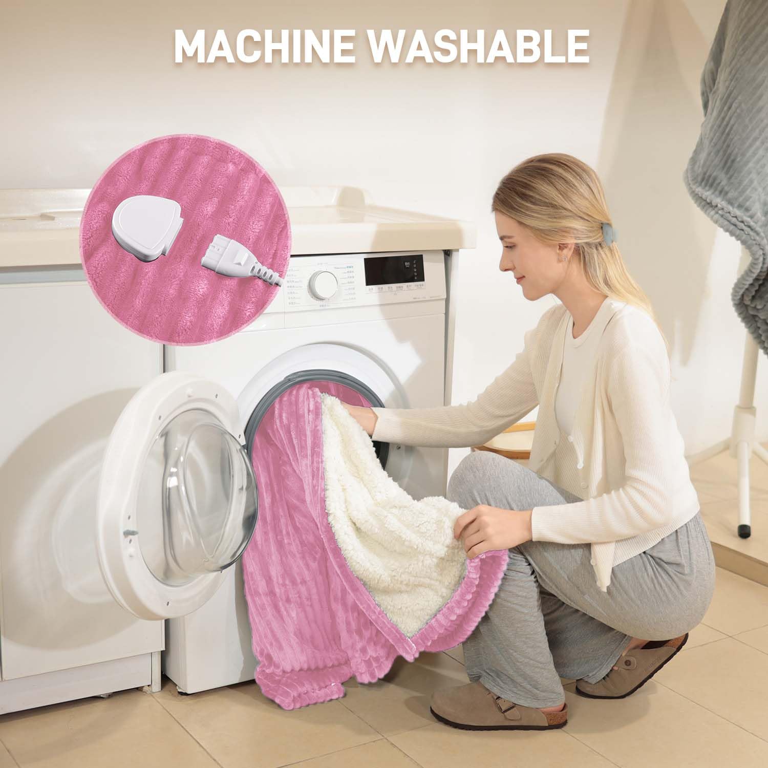 Heizdecke mit Abschaltautomatik 180 x 135cm | 6 Heizstufen Überhitzungsschutz,Elektrische Wärmedecke Bett Wärme Decke für Home & Office Flanell Maschinenwaschbar Rosa