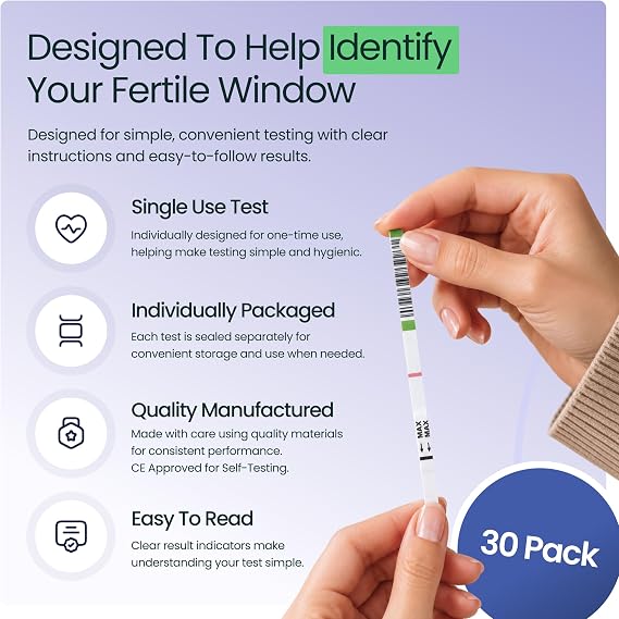 One Step Ovulation & Pregnancy Test Kit, 50 LH & 20 HCG Tests