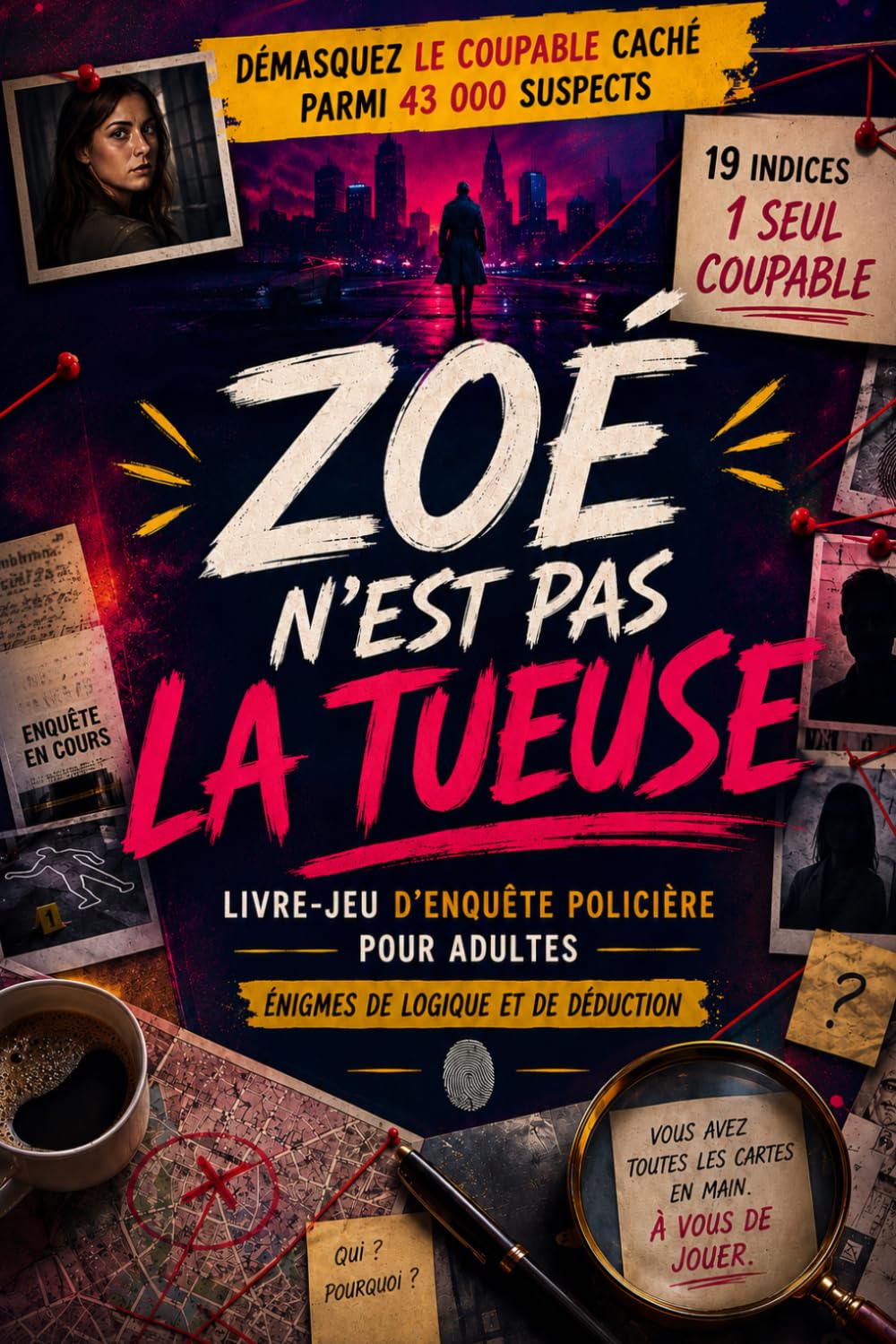 Zoé n'est pas la tueuse: Démasquez le coupable caché parmi 43 000 suspects — 19 indices, 1 seul coupable | Livre-jeu d'enquête policière pour adultes, énigmes de logique et de déduction | Idée cadeau