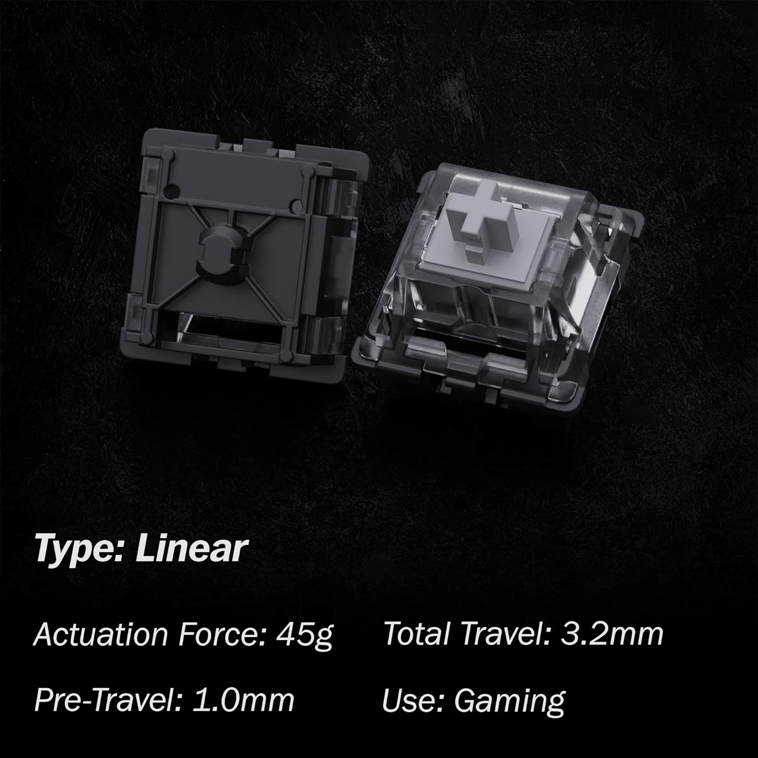 Gateron KS-15 Optical Switches for MX Mechanical Gaming Keyboard | 45g Force | Linear | Clear Top RGB Switches for Backlit Keyboard | (65 PCS, Silver)