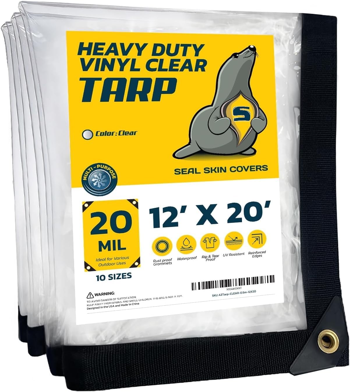 tarp 12x20 Seal Skin Covers Waterproof Clear FT, 20 Mil 18 OZ 560 GSM Heavy Duty Transparent Vinyl Tarpaulin with Grommets Science Kits & Toys trailer cover Größe:10 (L/XL) Wismar Gelenkarmmarkise »Classic« |