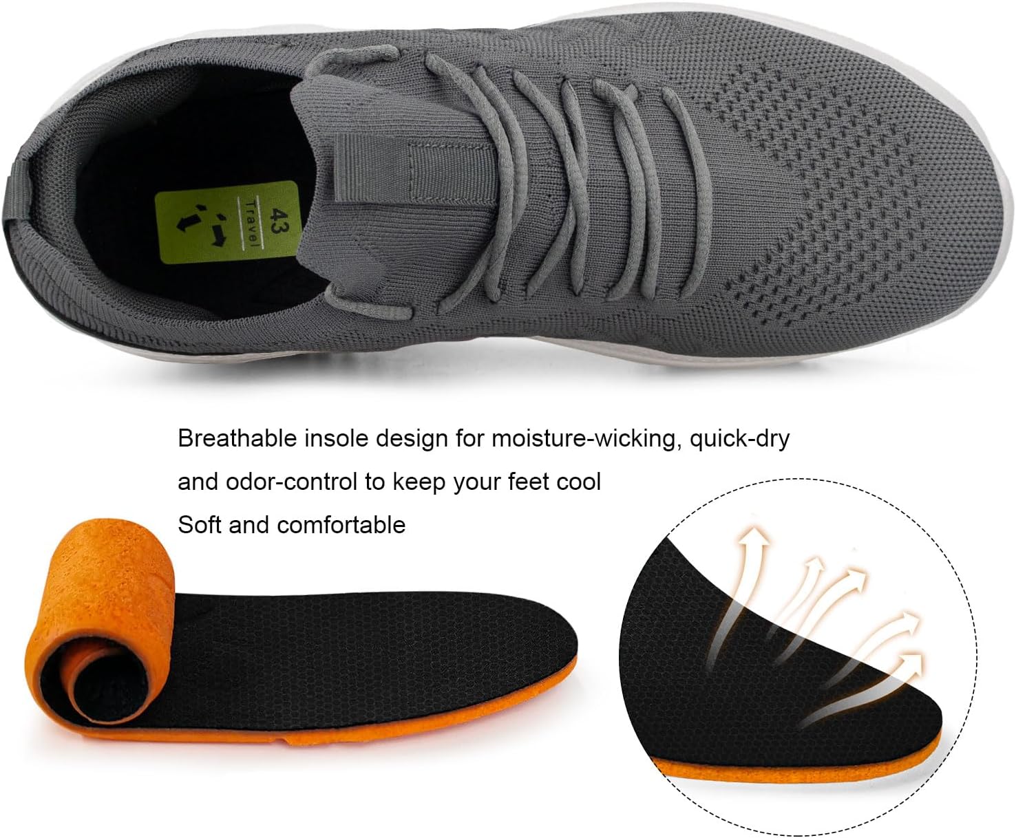 Pujcs Mens Tennis Shoes Slip on Sneakers Ligthtweight Wlking Running Shoes for Work Gym Workout Sports Atheletic - Image 3