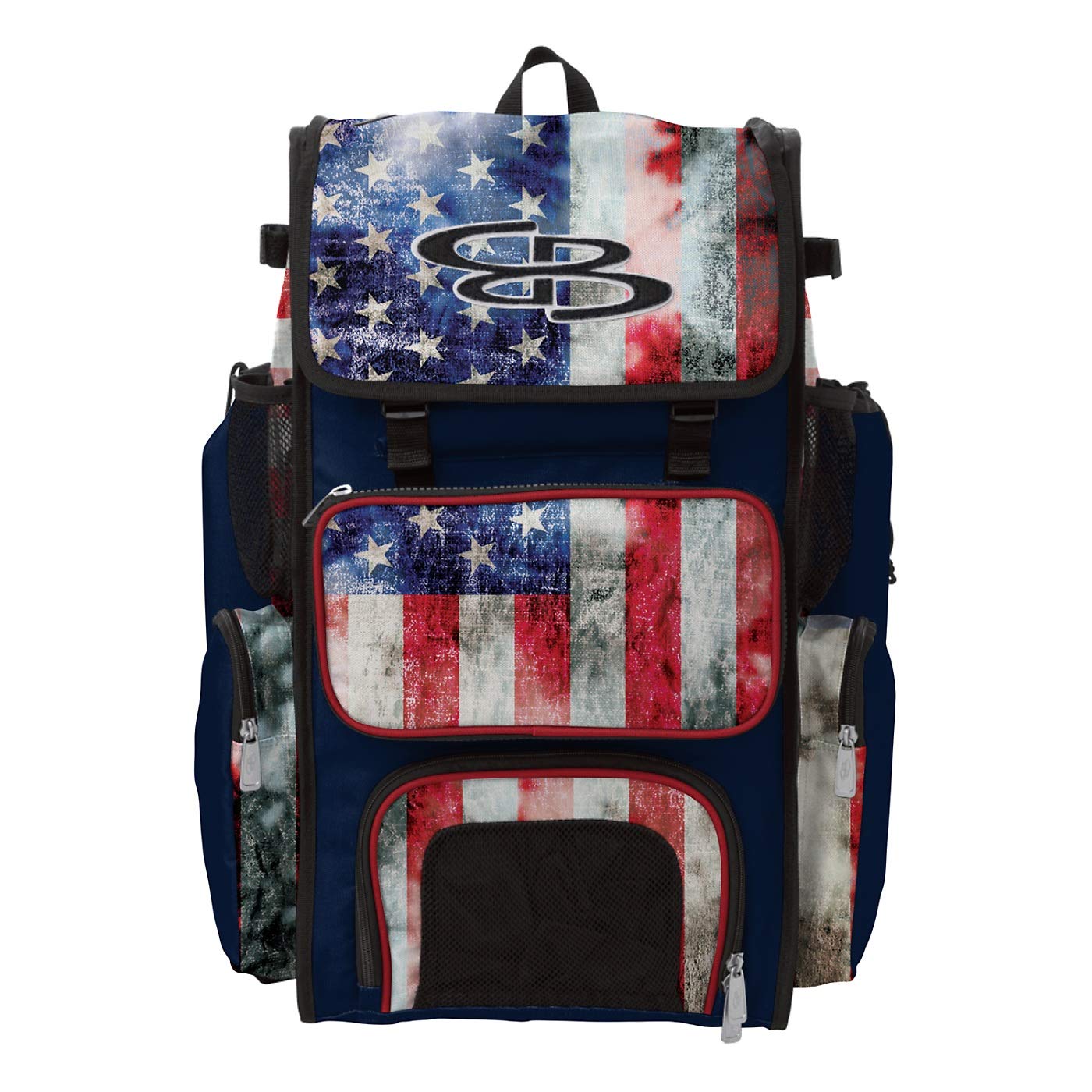 Boombah Superpack Bat Pack -Backpack Version (no Wheels) - Holds 2 Bats - Ink USA Series - Multiple Color Options - for Baseball or Softball