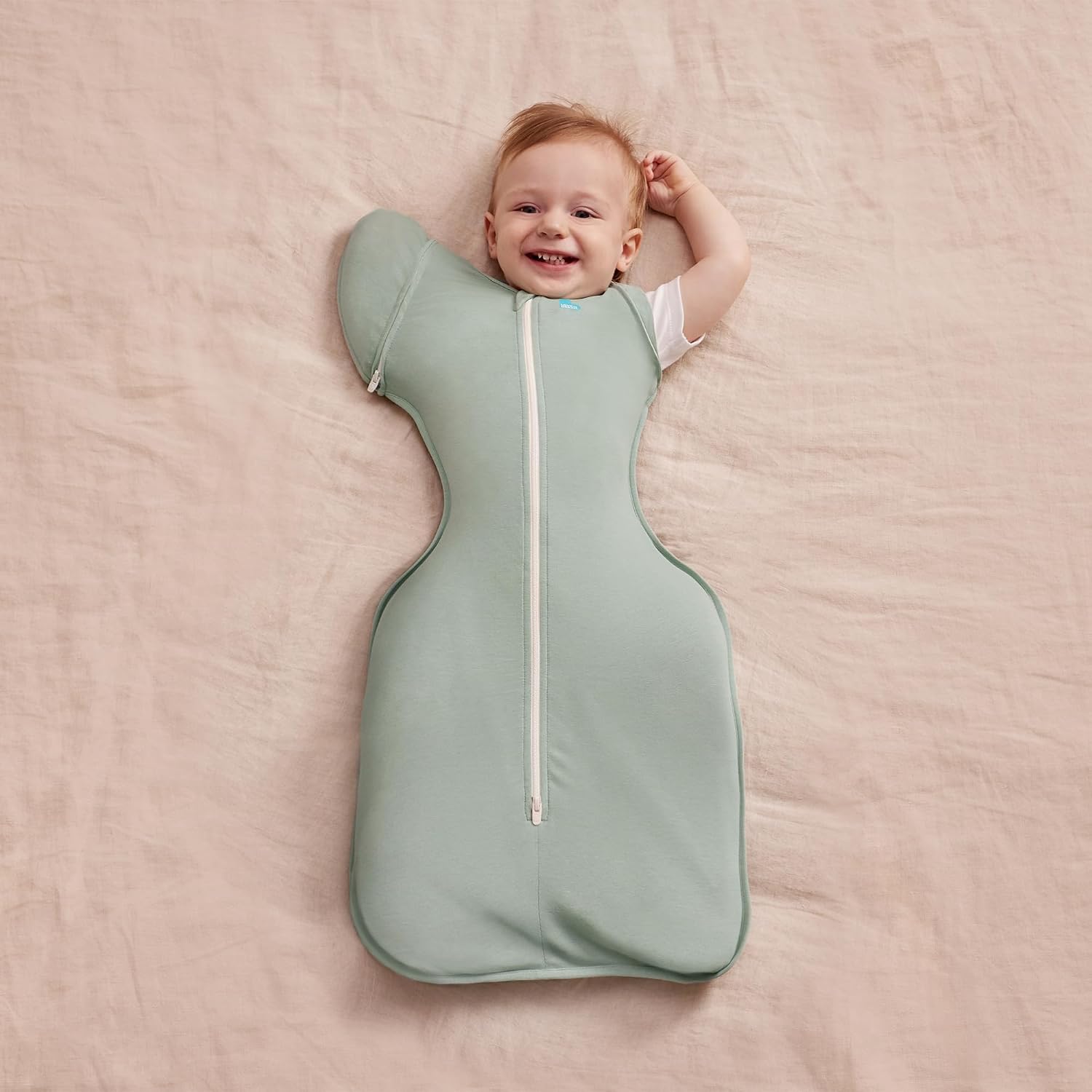 Love to Dream Swaddle Up Transition Bag – Arms Up Position – Light and Ultra Breathable Cotton – Twin Zip – Zip Off Wings – Spring, Summer – Sleep Bag – 0.2TOG – Olive, Medium (6-8.5kg)