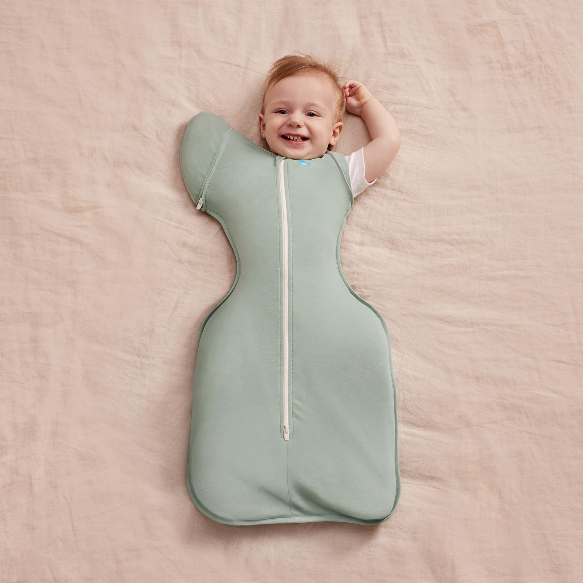 Love to Dream Swaddle Up - Borsa per le mezze stagioni, in cotone leggero e ultra traspirante, doppia zip, ali staccabili, primavera, estate, 0,2 tog, verde oliva, M (6-8,5 kg)