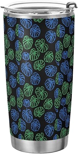 Plant Green Monstera Deliciosa Stainless Steel vacuum insulated water bottle with Straw Leak Resistant Flip travel coffee mug for outdoor reusable