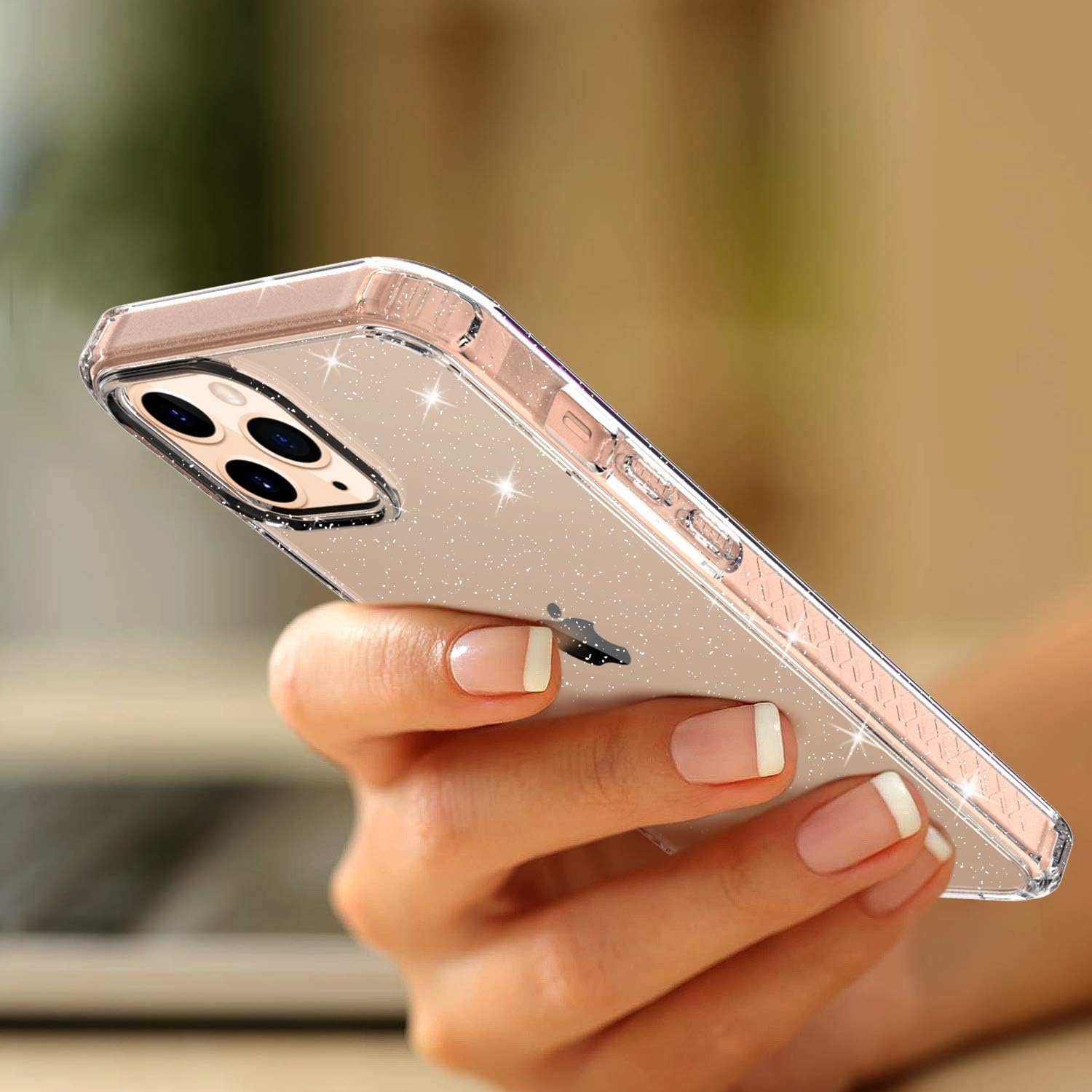 Azzsy Compatible with iPhone 12 Case/Compatible with iPhone 12 Pro Case 6.1 Inch 2020, Clear Glitter Anti-Scratch Shockproof Protective Case (Clear Glitter)