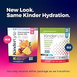 Kinderlyte Electrolyte Powder for Kids and Adults - Drink Mix Hydration Packets (Fruit Punch, 16 Count), No Artificial Sweeteners or Flavors, No Synthetic Dyes, Vegan, Non-GMO, Gluten-Free