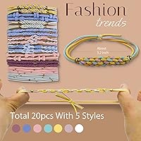 Vista 20 de Lazos para el cabello para mujeres y niñas, 20 pulseras bohemias de doble uso y liga para el cabello grueso, colas de caballo, sin daños, sin